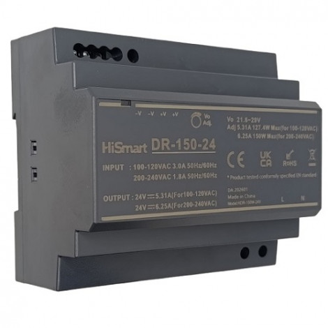 Maitinimo šaltinis 24V, 6.25A, 150W, DIN