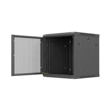 Lanberg Wall mounted installation cabinet 19"12U 600X600, Black perforated door (Flat pack) | Lanberg