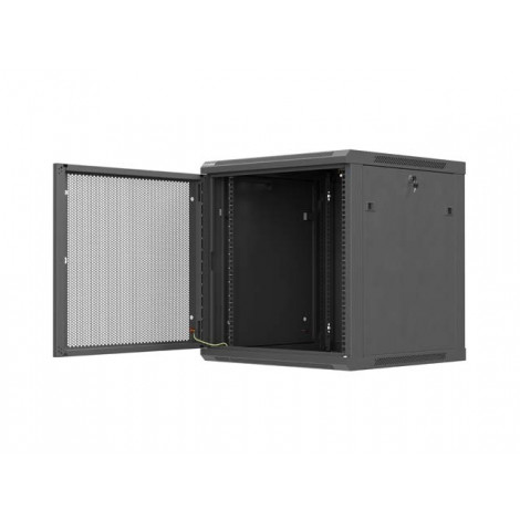 Lanberg Wall mounted installation cabinet 19"12U 600X600, Black perforated door (Flat pack) | Lanberg