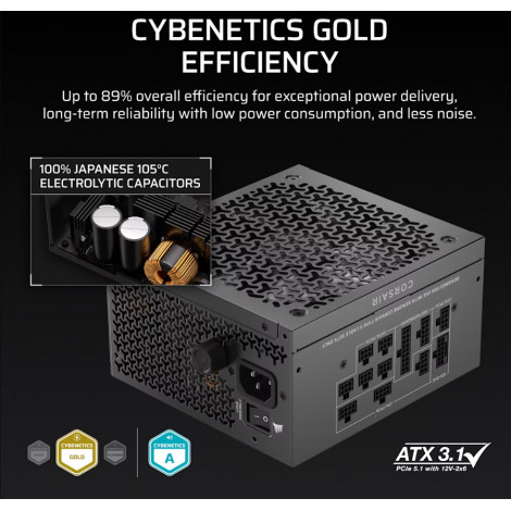 Corsair Fully Modular ATX Power Supply (EU) | RM1000x SHIFT | 1000 W | Black