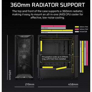 Corsair PC Case | 3200D RS | Black | Mid-Tower