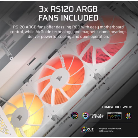 Corsair PC Case | 3200D RS ARGB | White | Mid-Tower