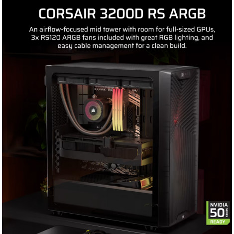 Corsair PC Case | 3200D RS ARGB | Smoke | Mid-Tower