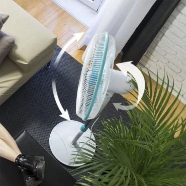 Cecotec EnergySilence 500 | Pedestal Fan | Stand Fan | 40 W | Diameter 40 cm | Number of speeds 3 | Oscillation | White/Blue