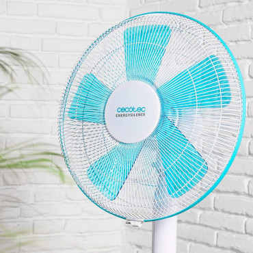 Cecotec EnergySilence 500 | Pedestal Fan | Stand Fan | 40 W | Diameter 40 cm | Number of speeds 3 | Oscillation | White/Blue