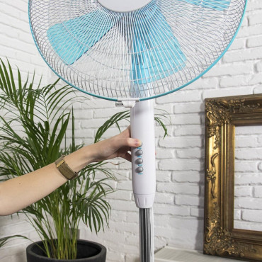 Cecotec EnergySilence 500 | Pedestal Fan | Stand Fan | 40 W | Diameter 40 cm | Number of speeds 3 | Oscillation | White/Blue