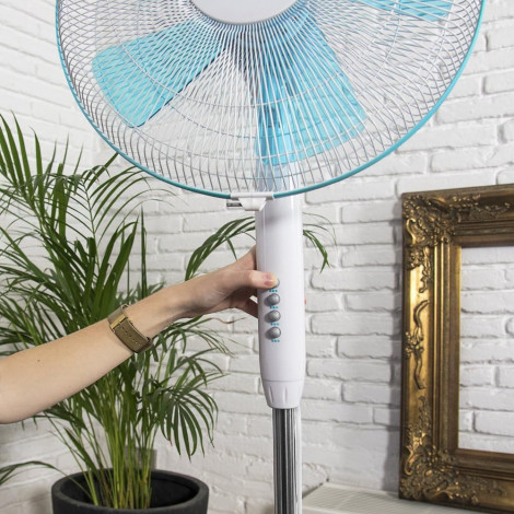 Cecotec EnergySilence 500 | Pedestal Fan | Stand Fan | 40 W | Diameter 40 cm | Number of speeds 3 | Oscillation | White/Blue