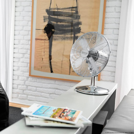 Cecotec EnergySilence 620 RetroDesk | Desktop Fan | Table Fan | 40 W | Diameter 30 cm | Number of speeds 3 | Oscillation | Silve