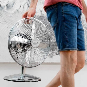 Cecotec EnergySilence 620 RetroDesk | Desktop Fan | Table Fan | 40 W | Diameter 30 cm | Number of speeds 3 | Oscillation | Silve