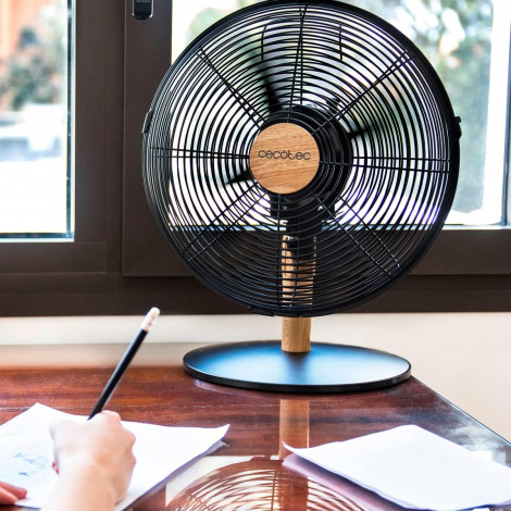 Cecotec EnergySilence 600 WoodDesk | Desktop Fan | Table Fan | 40 W | Diameter 30 cm | Number of speeds 3 | Oscillation | Beige/