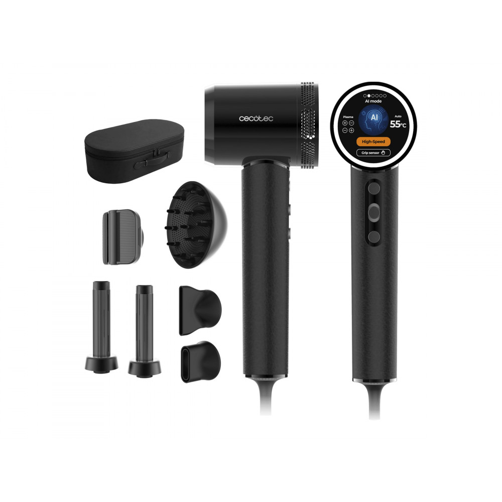 Cecotec Hair Dryer | DryGlam Waves i-Sensor Pro | 1600 W | Number of temperature settings 4 | Ionic function | Black | Diffuser 