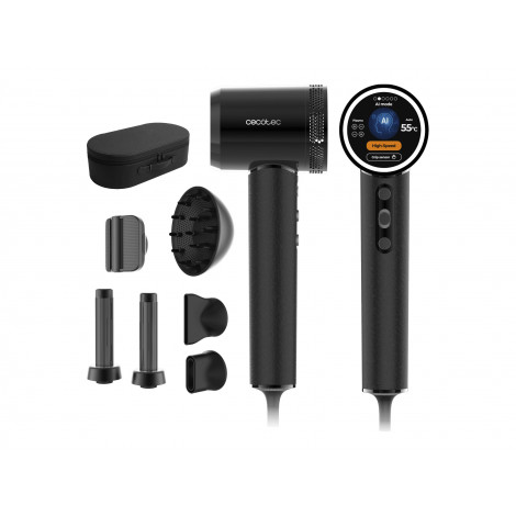 Cecotec Hair Dryer | DryGlam Waves i-Sensor Pro | 1600 W | Number of temperature settings 4 | Ionic function | Black | Diffuser 