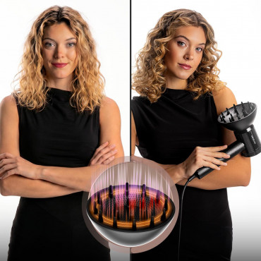 Cecotec Hair Dryer | DryGlam Waves i-Sensor Pro | 1600 W | Number of temperature settings 4 | Ionic function | Black | Diffuser 