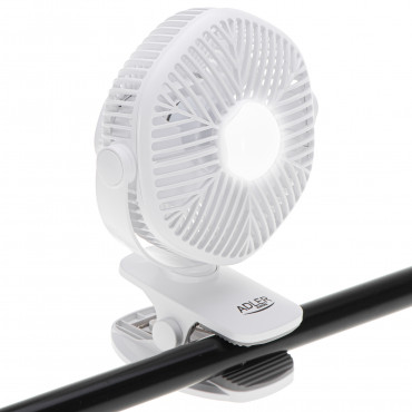 Adler Rechargeable fan with clip | AD 7335 | Table Fan | 6 W | Diameter 12.7 cm | Number of speeds 3 | Oscillation | White