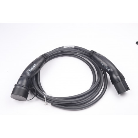 Evaka EV Charging Cable Type 2-Type 2, 22 kW, 32 A, 5 x 6 mm2, 1 x 0.5 mm2, 5 m | ITGAM3871 | Black