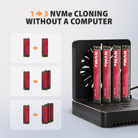 AXAGON ADSA-M2C44 USB4 docking station for 4x M.2 NVMe SSDs with disk cloning function without a PC