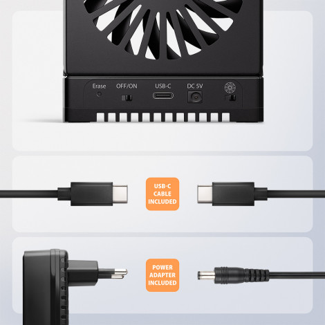 AXAGON ADSA-M2C44 USB4 docking station for 4x M.2 NVMe SSDs with disk cloning function without a PC
