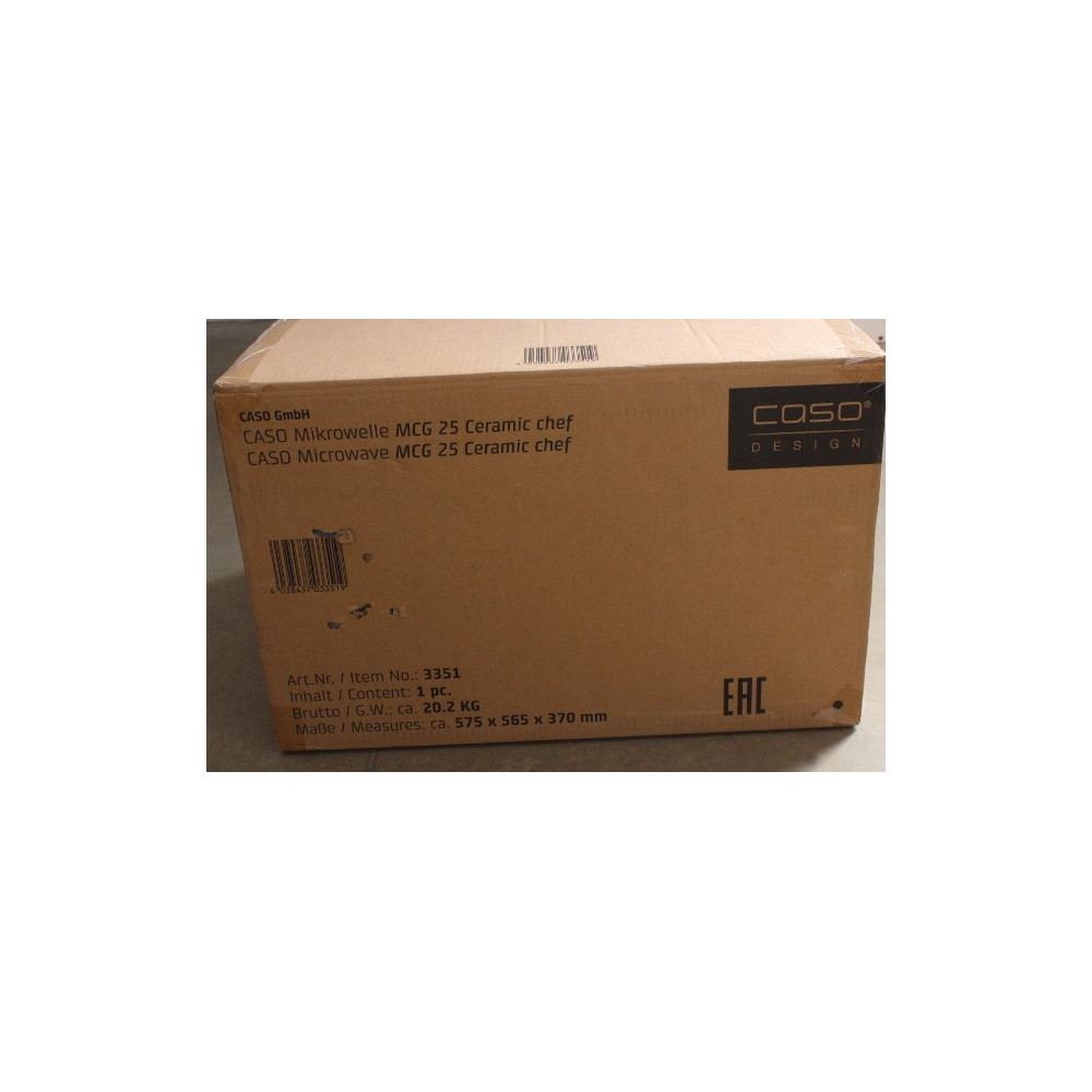 SALE OUT. Caso | Microwave oven | MCG 25 | Free standing | 25 L | 900 W | Convection | Grill | Black, Stainless steel | DAMAGED 
