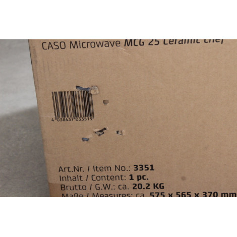 SALE OUT. Caso | Microwave oven | MCG 25 | Free standing | 25 L | 900 W | Convection | Grill | Black, Stainless steel | DAMAGED 