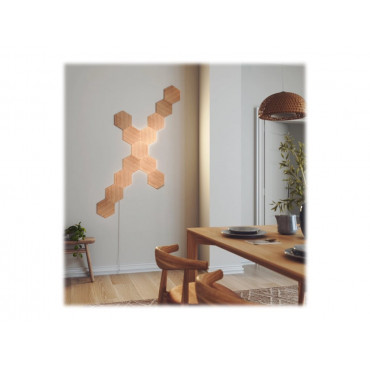 Nanoleaf | Elements Wood Look Hexagons Starter Kit (13 panels) | Cool White + Warm White