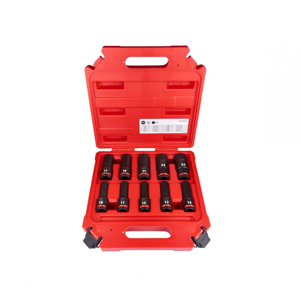 Milwaukee | 1/2" Impact socket set deep, 10 pcs | 4932480457
