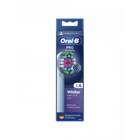 Oral-B | Replaceable toothbrush heads | EB18-4 3D White Pro | Heads | For adults | Number of brush heads included 4 | White