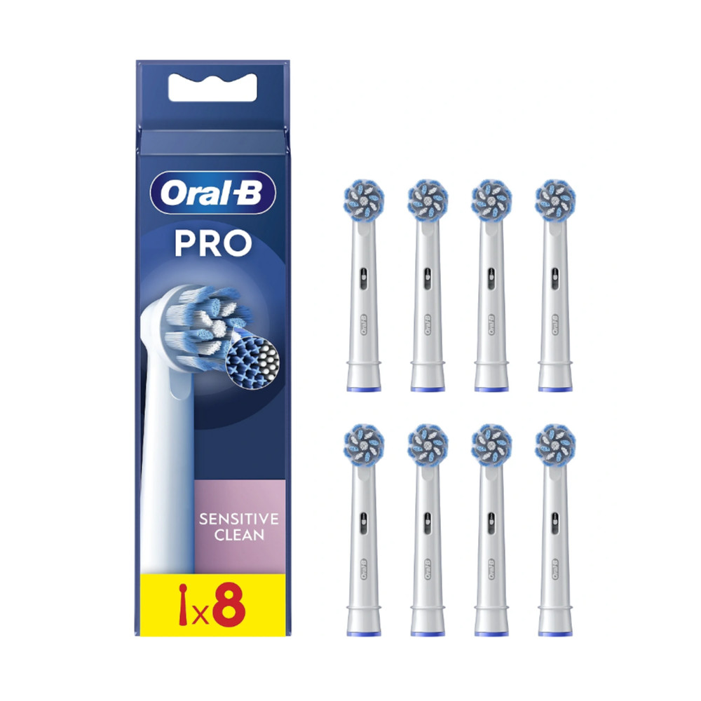 Oral-B | Replaceable toothbrush heads | EB60X-8 Sensitive Clean Pro | Heads | For adults | Number of brush heads included 8 | Wh