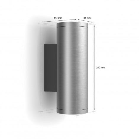 Philips Hue WCA Appear Outdoor Wall Lantern, Inox | 8 W | 2000-6500 Hue White Colour Ambiance