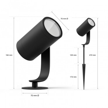 Philips Hue WCA Lily Outdoor Spot Light Base 24V | 8 W | 2200-6500 BBL CCT range