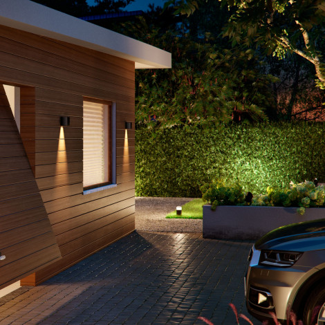 Philips Hue WCA Resonate Outdoor Downward Wall Lantern, Black | 8 W | 2000-6500 Hue White Colour Ambiance