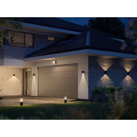 Philips Hue WCA Resonate Outdoor Downward Wall Lantern, Black | 8 W | 2000-6500 Hue White Colour Ambiance