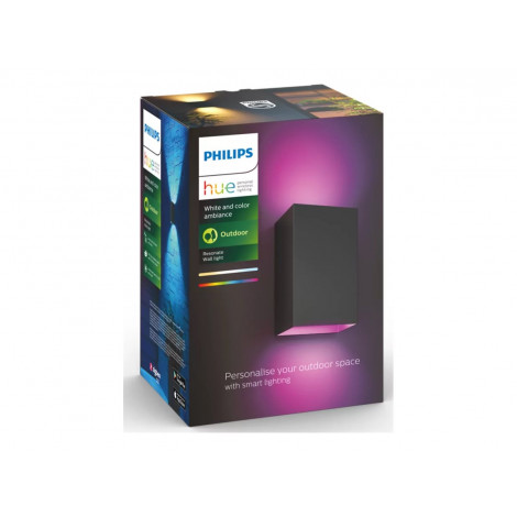 Philips Hue WCA Resonate Outdoor Wall Lantern, Black | 8 W | 2000-6500 Hue White Colour Ambiance