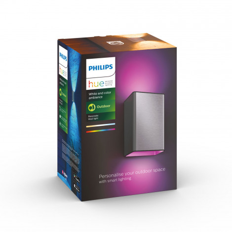 Philips Hue WCA Resonate Outdoor Wall Lantern, Inox | 8 W | 2000-6500 Hue White Colour Ambiance