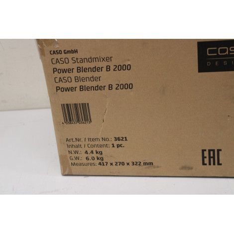 SALE OUT. Caso Power Blender | B 2000 | Tabletop | 2000 W | Jar material Tritan | Jar capacity 2 L | Ice crushing | Black | UNPA