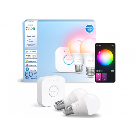 Philips Hue E WCA 806 A60 E27 2kit EU | E27 | 8 W | 16 million colours, White and colour light