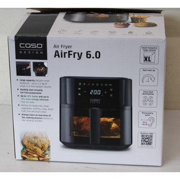 SALE OUT. Caso Designer Air Fryer | AirFry 6.0 | Power 1700 W | Capacity 6 L | Black | UNPACKED, SCRATHED ON FRONT | 24 month(s)
