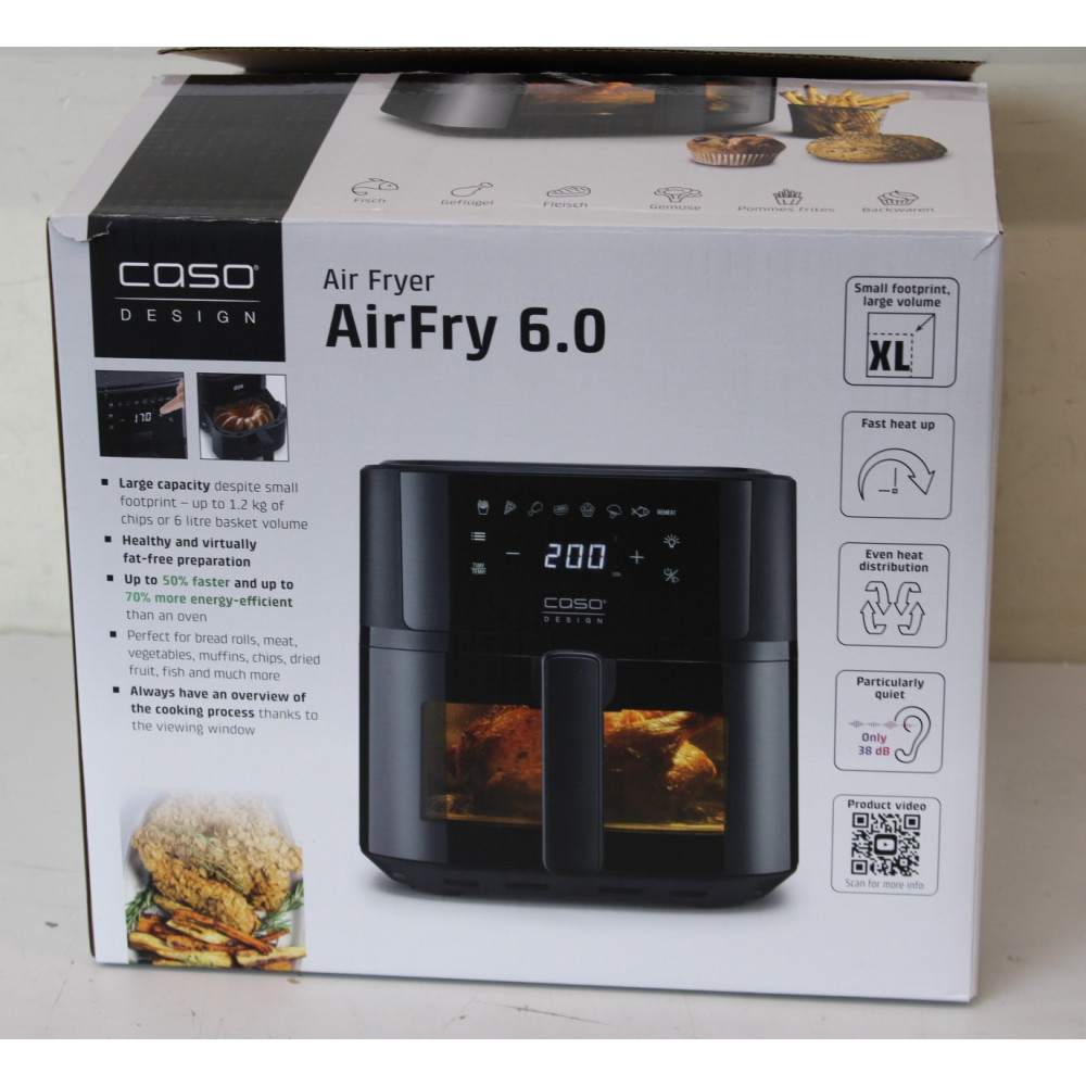 SALE OUT. Caso Designer Air Fryer | AirFry 6.0 | Power 1700 W | Capacity 6 L | Black | UNPACKED, SCRATHED ON FRONT | 24 month(s)