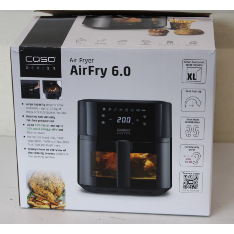 SALE OUT. Caso Designer Air Fryer | AirFry 6.0 | Power 1700 W | Capacity 6 L | Black | UNPACKED, SCRATHED ON FRONT | 24 month(s)