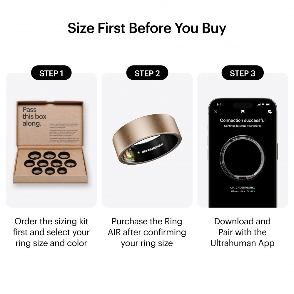 Ultrahuman | Ring Air | Brushed Rose Gold | Size 8 | Smart Ring