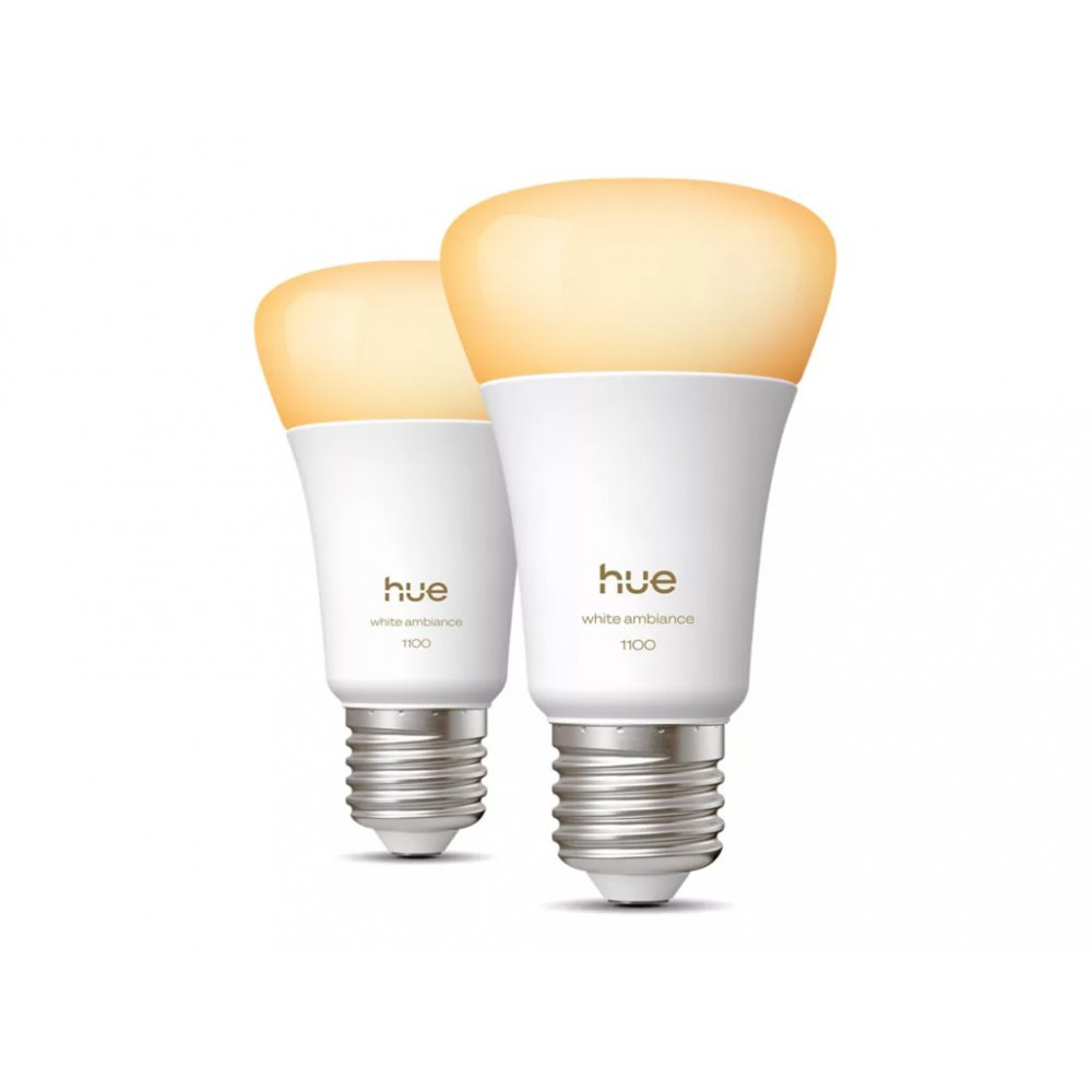 Philips Hue WA 1100 A60 2P EU | E27 | 8.1 W | Warm to cool white light | Bluetooth and Zigbee