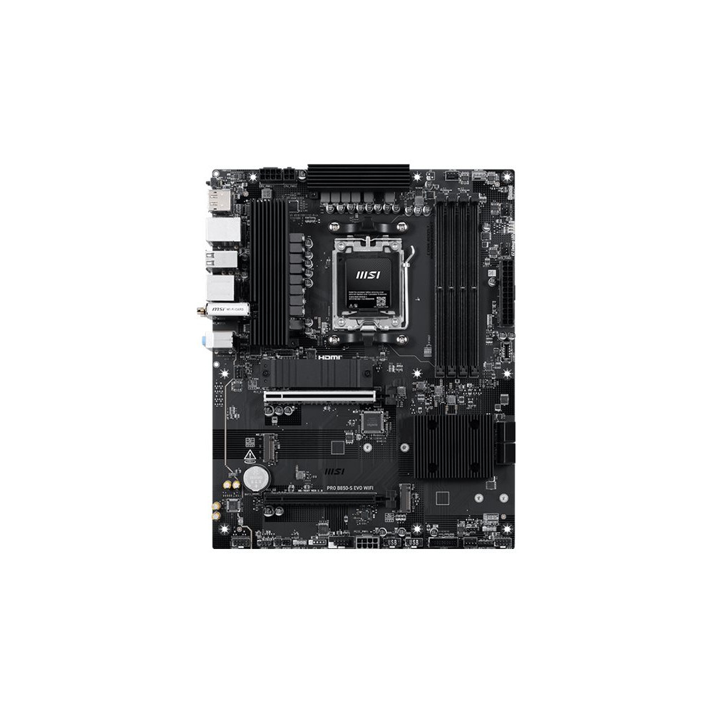MSI PRO B850-S EVO WIFI | Processor family AMD | Processor socket AM5 | DDR5 | Supported hard disk drive interfaces SATA, M.2 | 