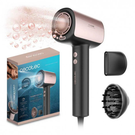Cecotec Hair dryer | DryGlam Nano Plasma | 1600 W | Number of temperature settings 3 | Ionic function | Black/Rose Gold | Diffus