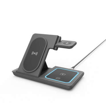 Gembird TA-WPC31S-01-BK 3-in-1 foldable wireless charger stand, 15 W, Samsung watch, black | Gembird