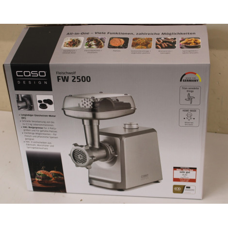 SALE OUT. Caso Meat Mincer | FW 2500 | Stainless Steel | 2500 W | Number of speeds 2 | Throughput (kg/min) 2.5 | 3 stainless ste