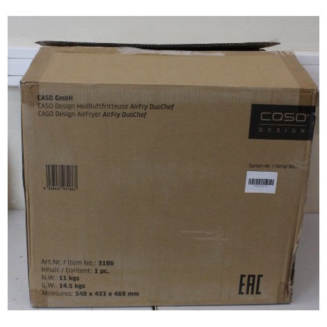 SALE OUT. Caso 03186 Air Fryer Duo Chef, Total capacity 14L, 2200W, Black | Caso Air Fryer | DuoChef | Power 2200 W | Capacity 1