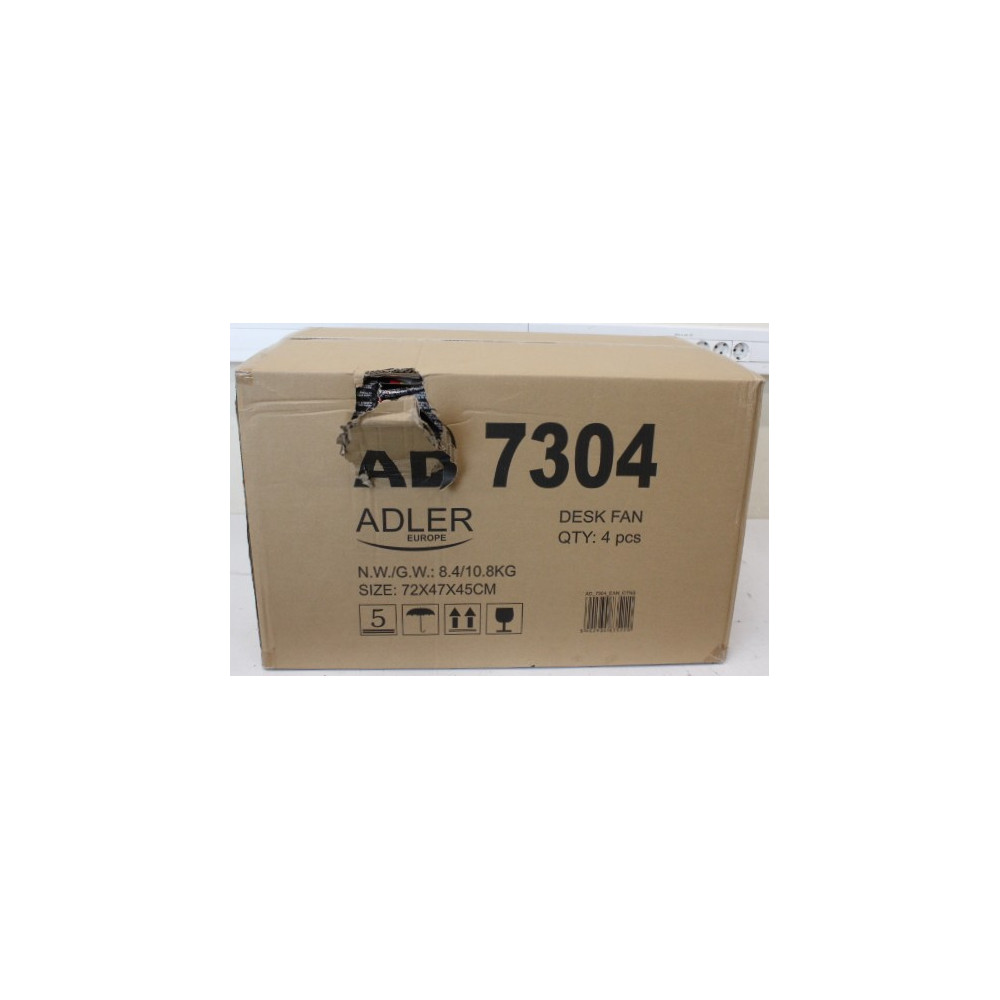 SALE OUT. Adler | AD 7304 | Desk fan | 55 W W | Diameter 40 cm | Number of speeds 3 | Oscillation | White | DAMAGED PACKAGING