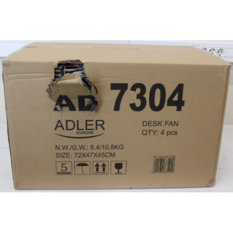 SALE OUT. Adler | AD 7304 | Desk fan | 55 W W | Diameter 40 cm | Number of speeds 3 | Oscillation | White | DAMAGED PACKAGING