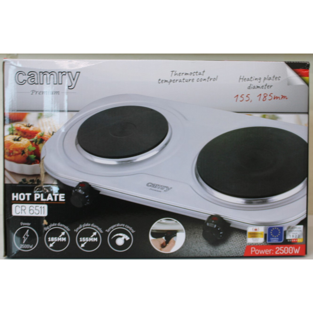 SALE OUT. | Camry | CR 6511 | Hot plate | Number of burners/cooking zones 2 | Rotary knobs | Stainless steel | DAMAGED PACKAGING