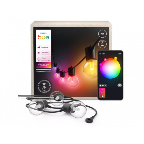 Philips Hue Festavia Globe Outdoor Fairy Lights, 7 m | 30 W | Bluetooth, Zigbee