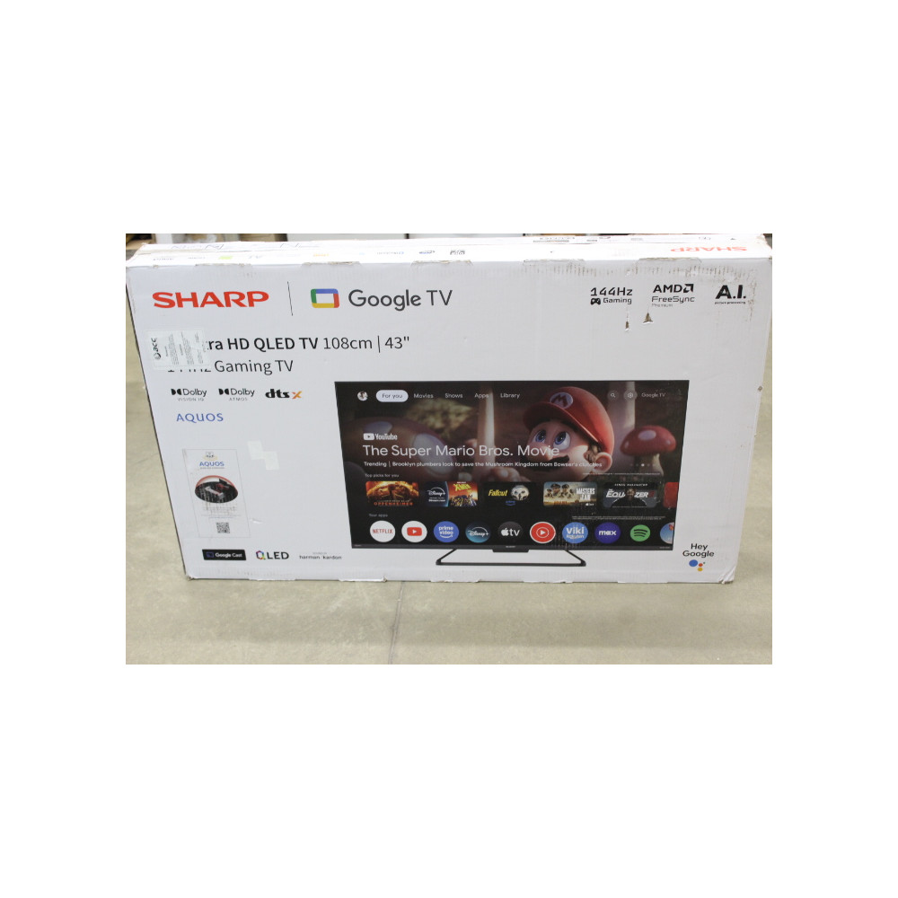 SALE OUT. Sharp 43HR7265E 43" (108cm) QLED 144Hz 4K Ultra HD Google TV, Dolby Vision IQ, Dolby Atmos, Central Stand | Sharp 43HR